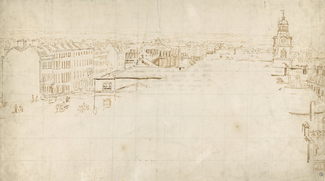 Vázlat az Eidometropolishoz, 1801 körül (tinta papíron) alkotó: Thomas Girtin