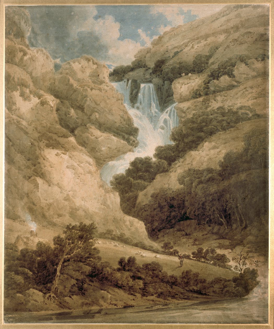 Wathenlath szurdoka Lodore vízesésével, Derwentwater, 1801 alkotó: Thomas Girtin