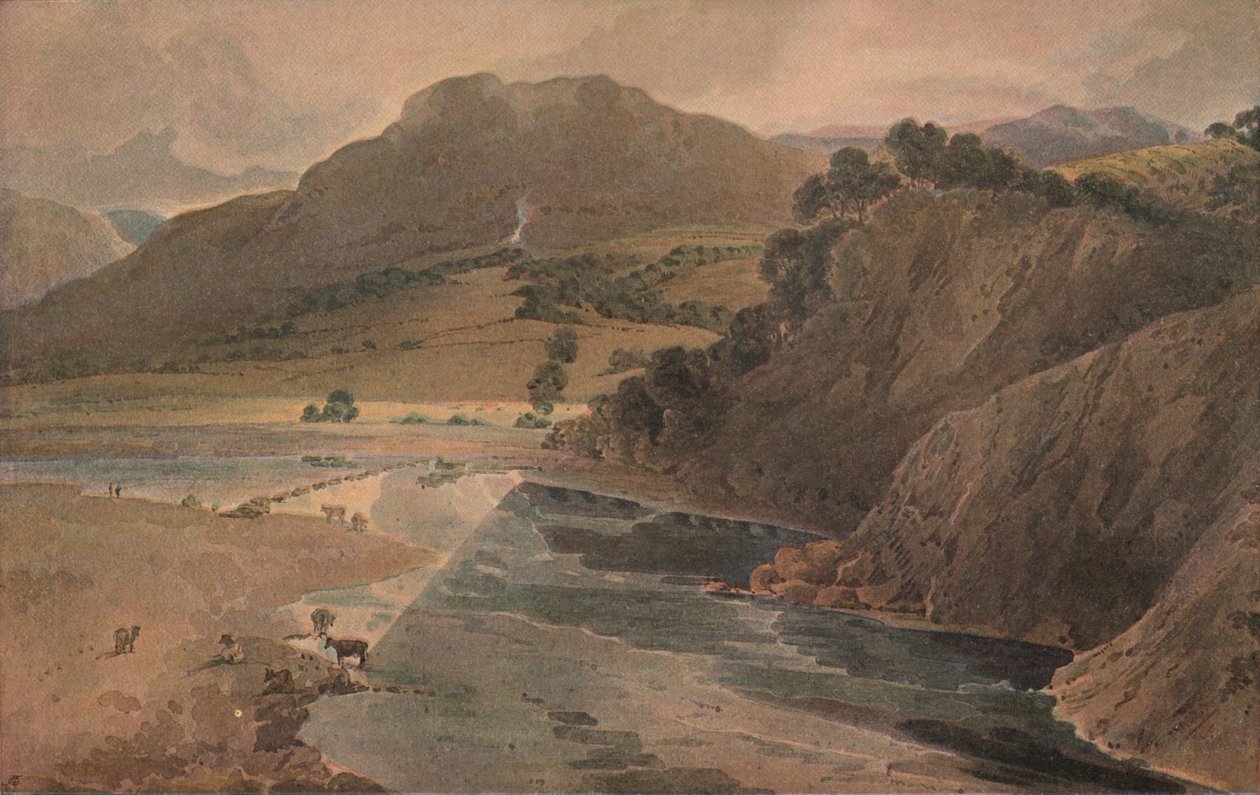 A lépcsőkövek a Wharfe-on, Bolton Abbey felett, Yorkshire, 1801 alkotó: Thomas Girtin