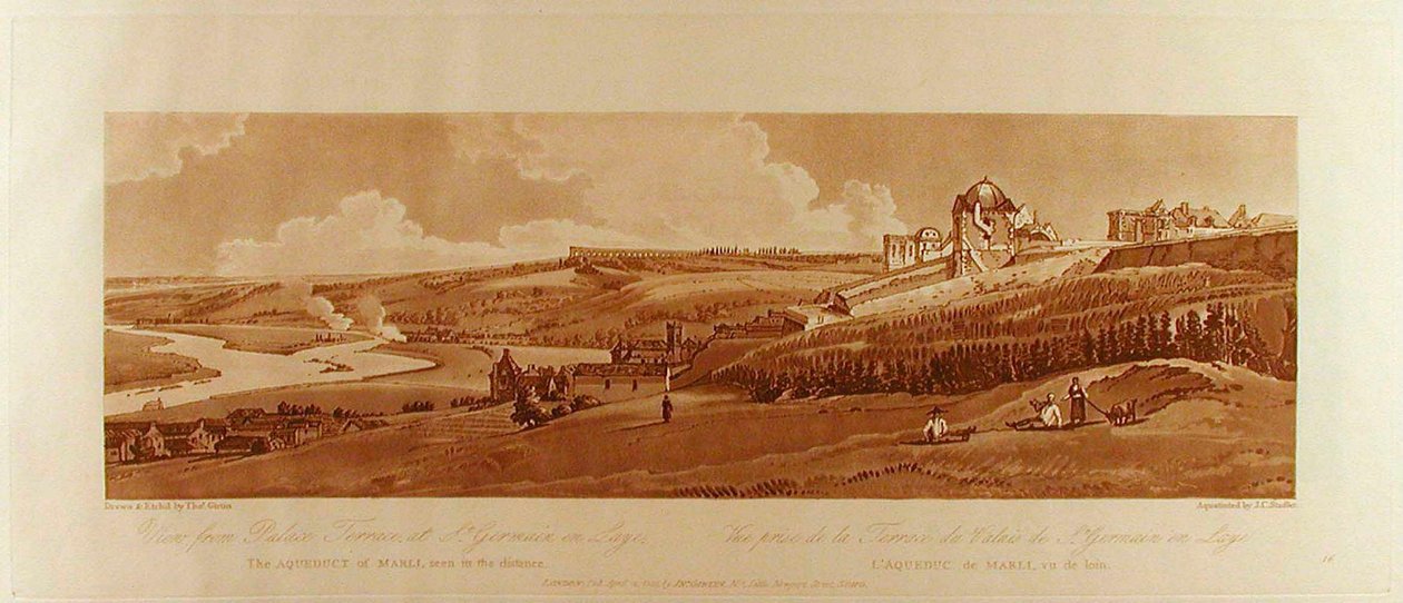 Blick von der Palastterrasse in St. Germain, das Aquädukt von Marli in der Ferne alkotó: Thomas Girtin