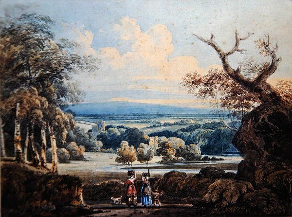 Kilátás az Arundel-kastélyra, vidéki nőkkel az előtérben, 1796 körül (akvarell, papír) alkotó: Thomas Girtin