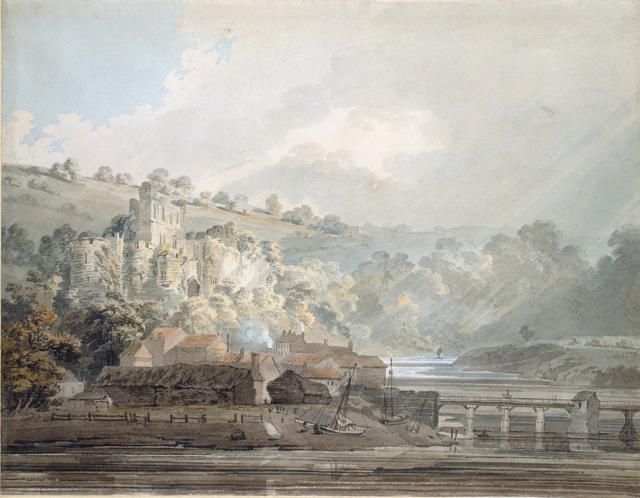 Kilátás Chepstow-ra, Monmouthshire, 1791-1792 körül alkotó: Thomas Girtin