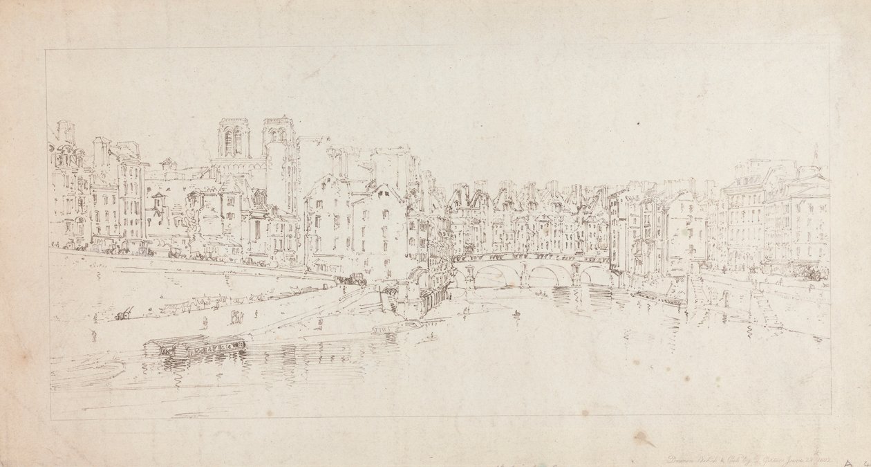 Kilátás a Pont St. Michelre a Pont Neufról alkotó: Thomas Girtin