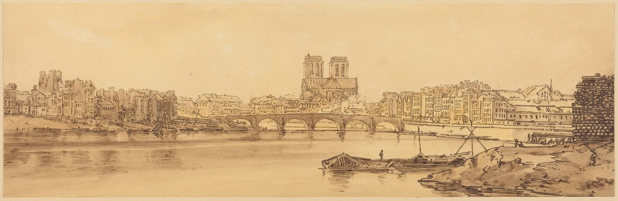 A Pont de la Tournelle és a Notre-Dame látképe az Arzenál felől: 11. tábla alkotó: Thomas Girtin