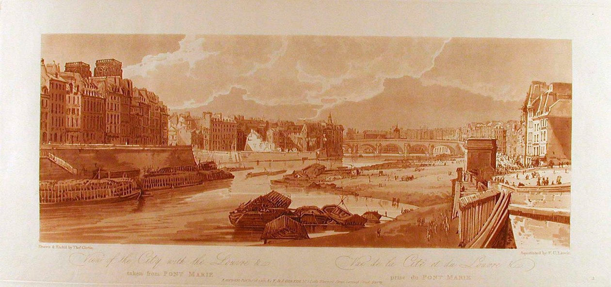Ansicht der Stadt mit dem Louvre &c vom Pont-Marie aus gesehen alkotó: Thomas Girtin