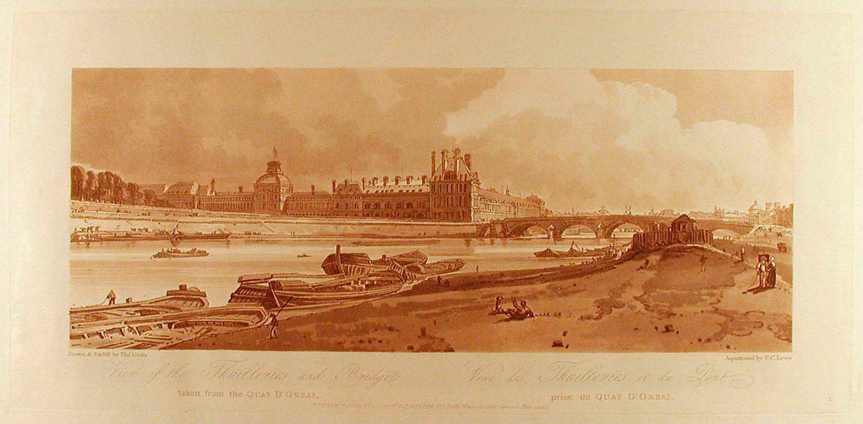 Ansicht der Tuilerien und Brücke vom Quai d