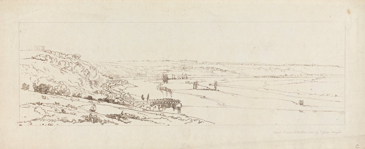 Kilátás a Marly-i Vízművekre és a távolban látható St. Germain-en-Laye-re alkotó: Thomas Girtin