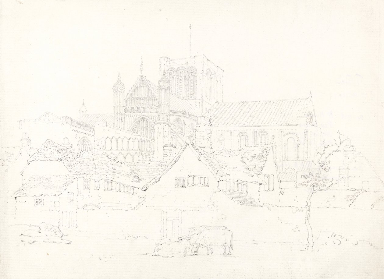 Winchesteri katedrális, észak-keletről, 1795 körül (grafit papíron) alkotó: Thomas Girtin