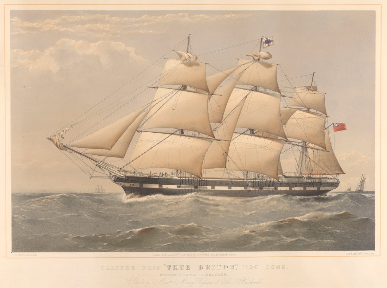 Clipper Ship True Briton 1100 tonna, alkotó: Thomas Goldsworth Dutton