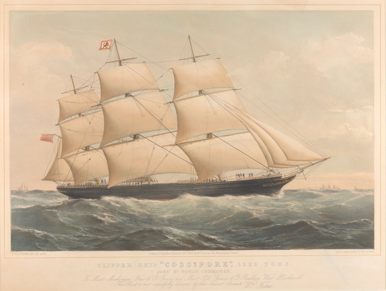 Clipper hajó Cossipore 1226 tonna alkotó: Thomas Goldsworth Dutton