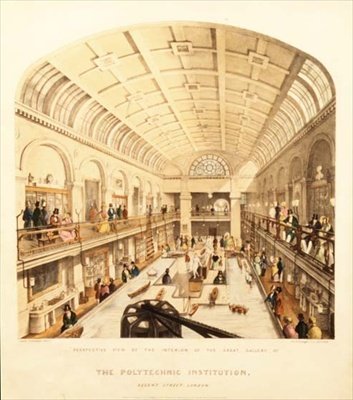 A Nagy Képtár belső képe a Politechnikai Intézetben, Regent Street, 1838 körül (színes litó) alkotó: Thomas Goldsworth Dutton