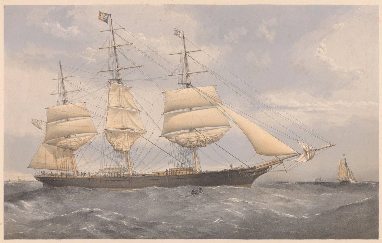 The Clipper Ship Norman Court, 1868-74 körül (színes litográfia, grafit) alkotó: Thomas Goldsworth Dutton