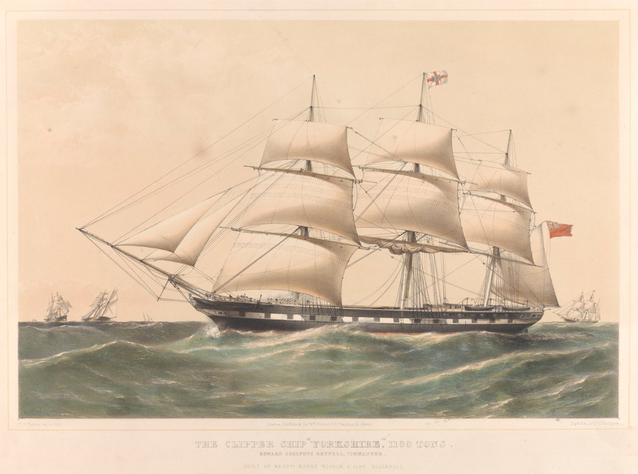 The Clipper Ship Yorkshire 1100 Tons, 1857-60 körül (színes litográfia) alkotó: Thomas Goldsworth Dutton