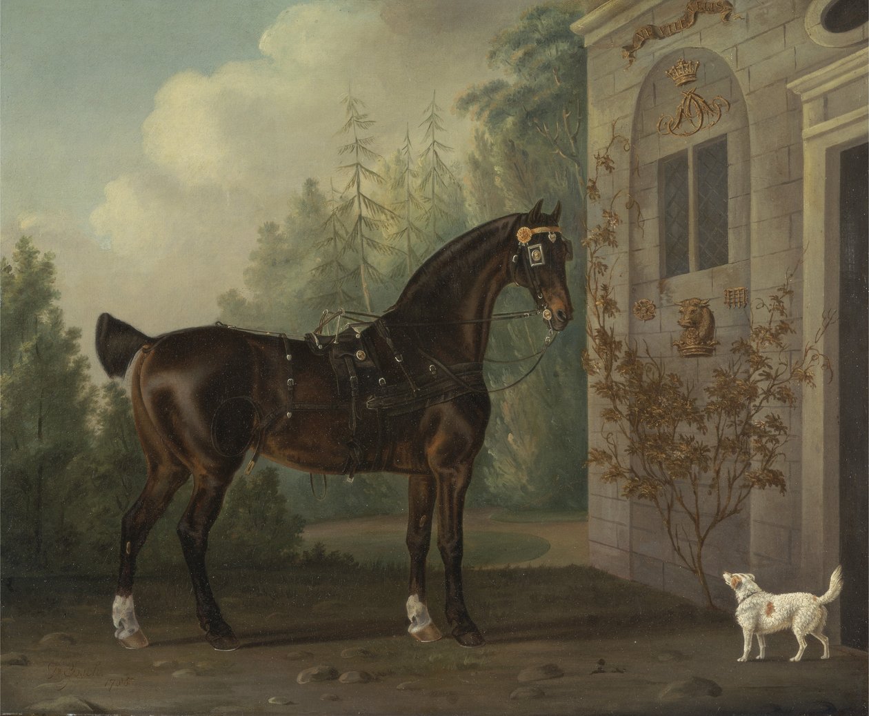 Lord Abergavenny Dark Bay hintóló terrierrel alkotó: Thomas Gooch
