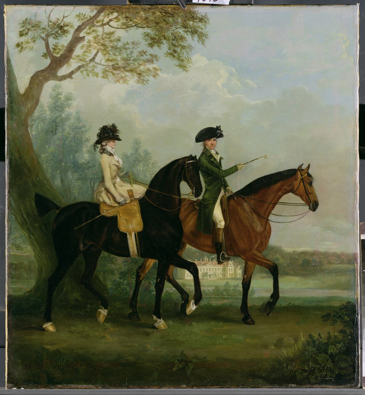 A Hon. Marcia Pitt lovaglás testvérével, a Hon. George Pitt (később 2. Lord Rivers) a Stratfield Saye House parkjában, 1782 alkotó: Thomas Gooch