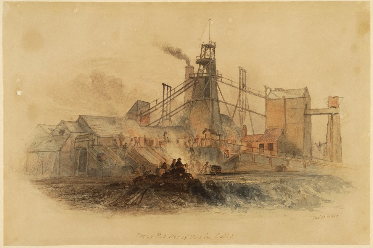 Percy Pit, Percy Main Colliery (akvarell papíron) alkotó: Thomas H. Hair
