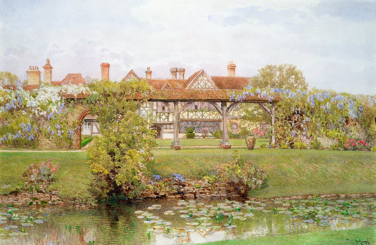 Great Tangley Manor, Surrey, a Liliom tóval és fedett sétával alkotó: Thomas H. Hunn