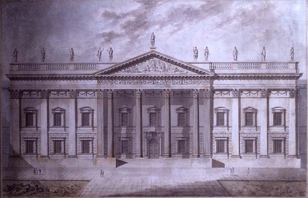 Projekt egy Szenátus Házhoz, London (toll, tinta és akvarell papíron) alkotó: Thomas Hardwick