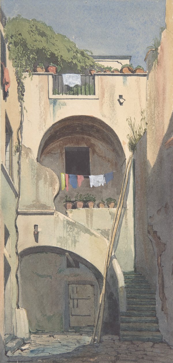 Egy ház Sorrentóban, 19. század közepe. alkotó: Thomas Hartley Cromek