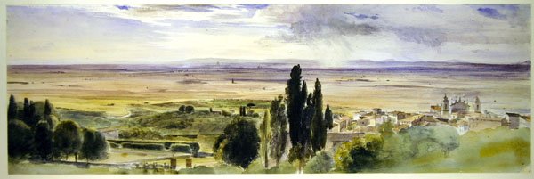 Frascati a Villa Aldobrandiniből (akvarell papíron) alkotó: Thomas Hartley Cromek