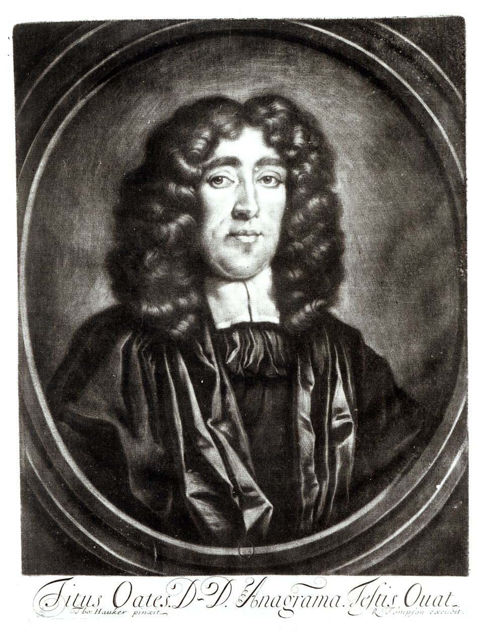Titus Oates (1649-1705) portréja, R. Thompson metszete alkotó: Thomas Hawker