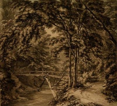 Downton, Herefordshire (toll és tinta szürke mosással) alkotó: Thomas Hearne