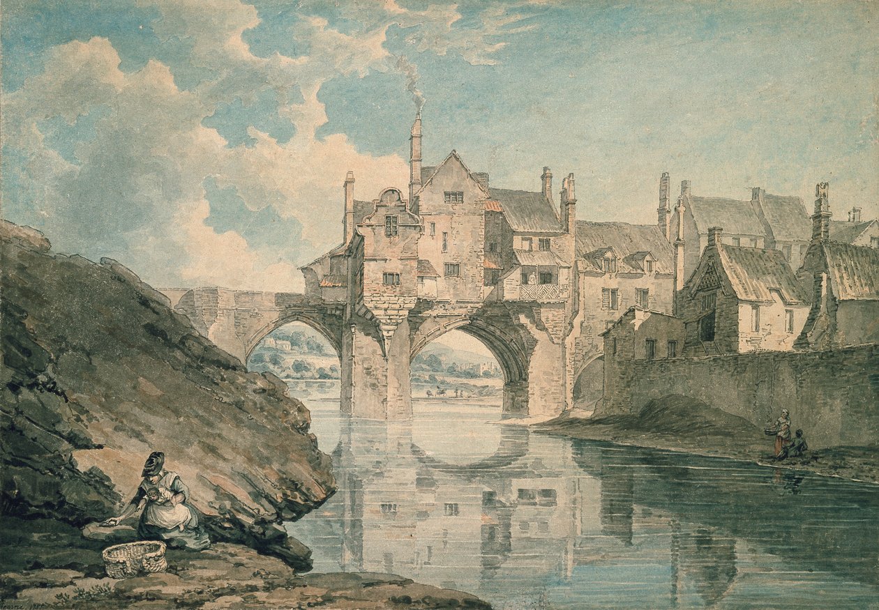 Elvet Bridge, Durham, 1781 alkotó: Thomas Hearne