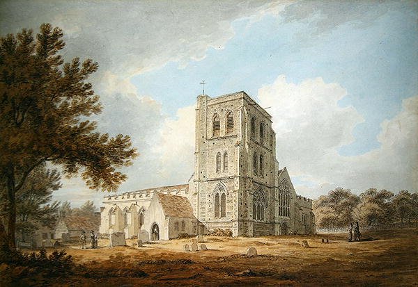 Szent Márton plébániatemplom, Herne, Kent (ceruza és akvarell papíron) alkotó: Thomas Hearne