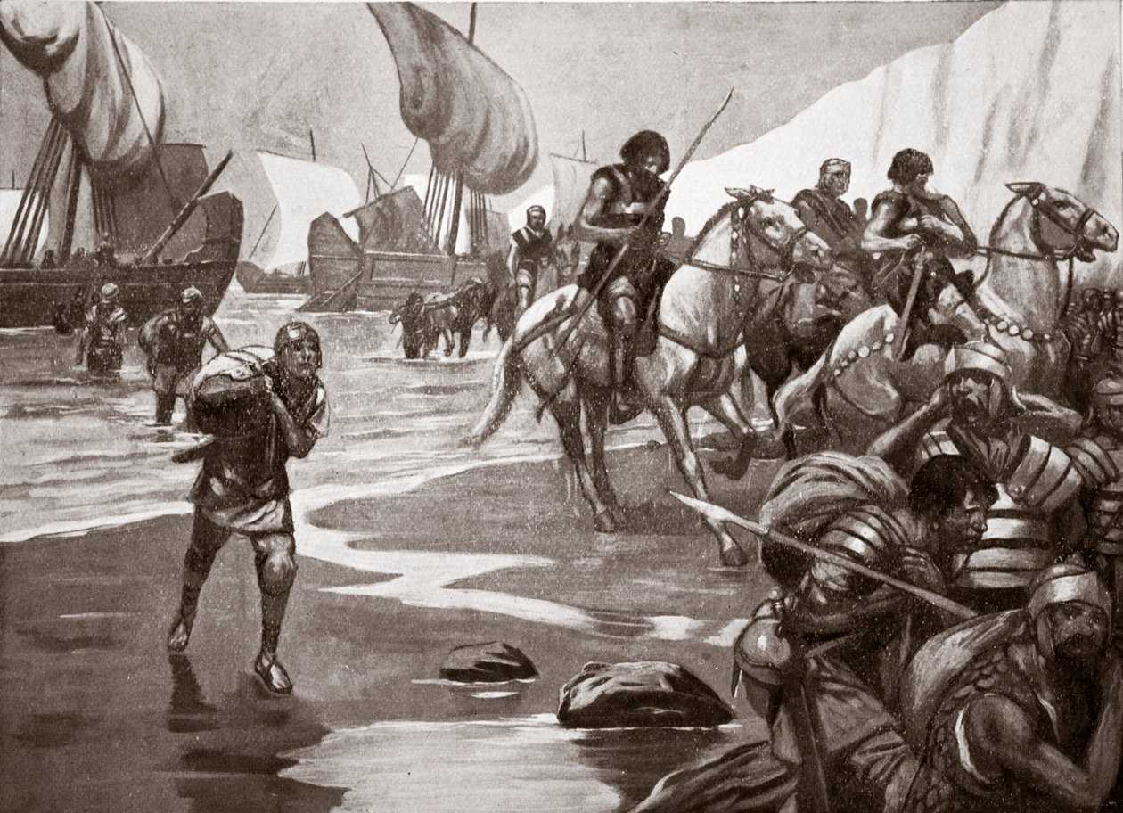 Caesar második partraszállása, i.e. 54, illusztráció a "Hutchinson