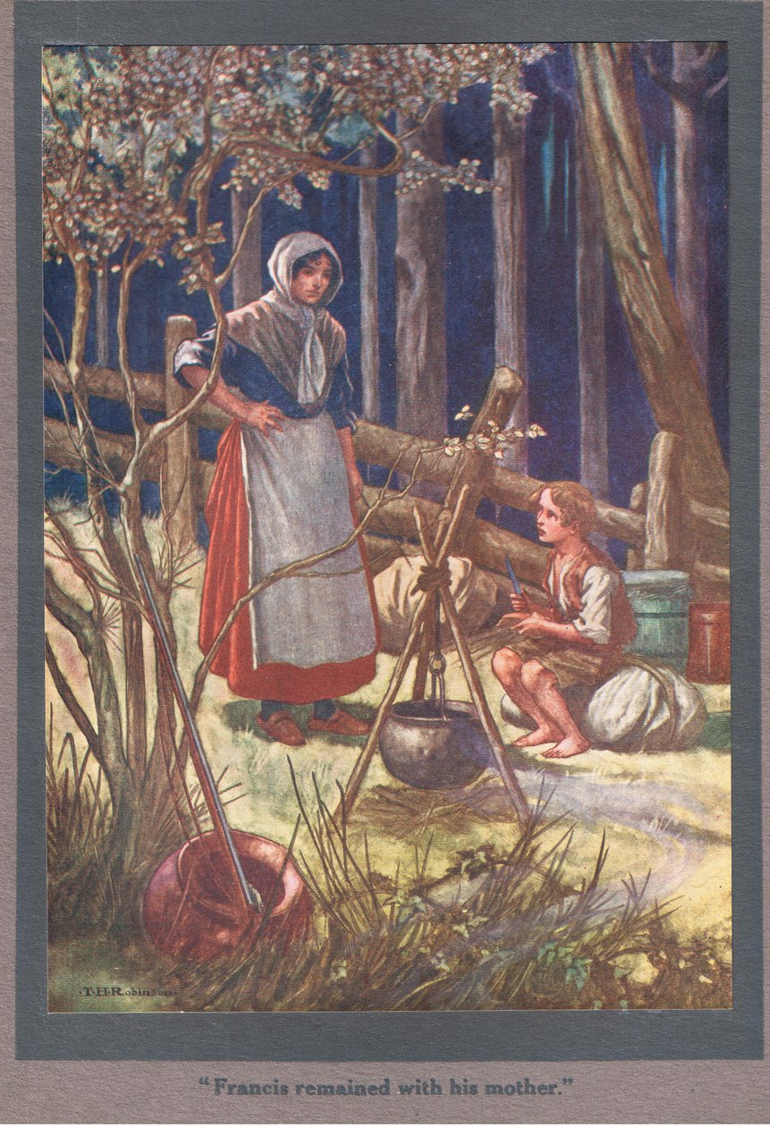 Ferenc az anyjával maradt (színes litográfia) alkotó: Thomas Heath Robinson