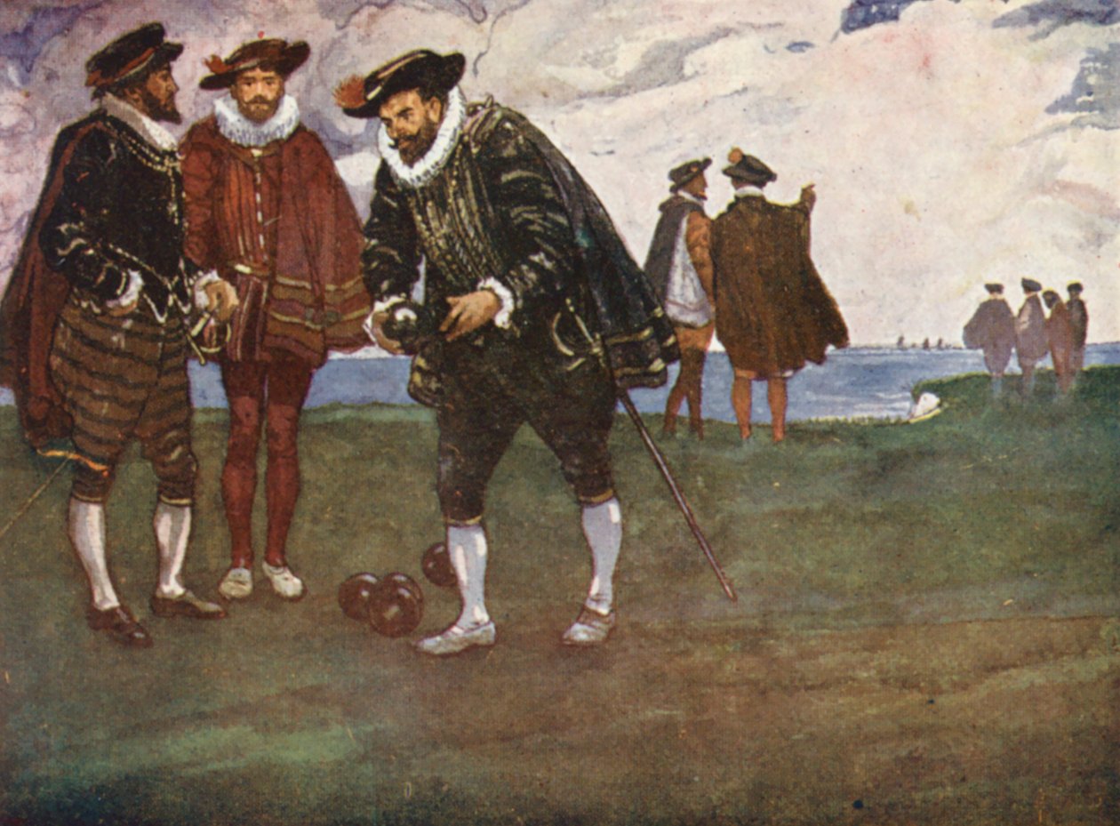 Illusztráció Sir Francis Drake életéhez (színes litográfia) alkotó: Thomas Heath Robinson