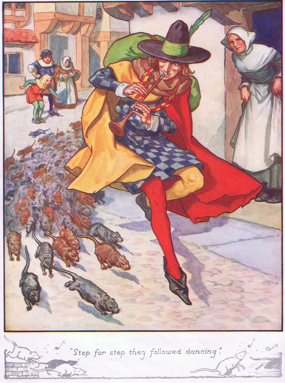 "Lépésről lépésre követték a táncot" (színes litográfia) alkotó: Thomas Heath Robinson