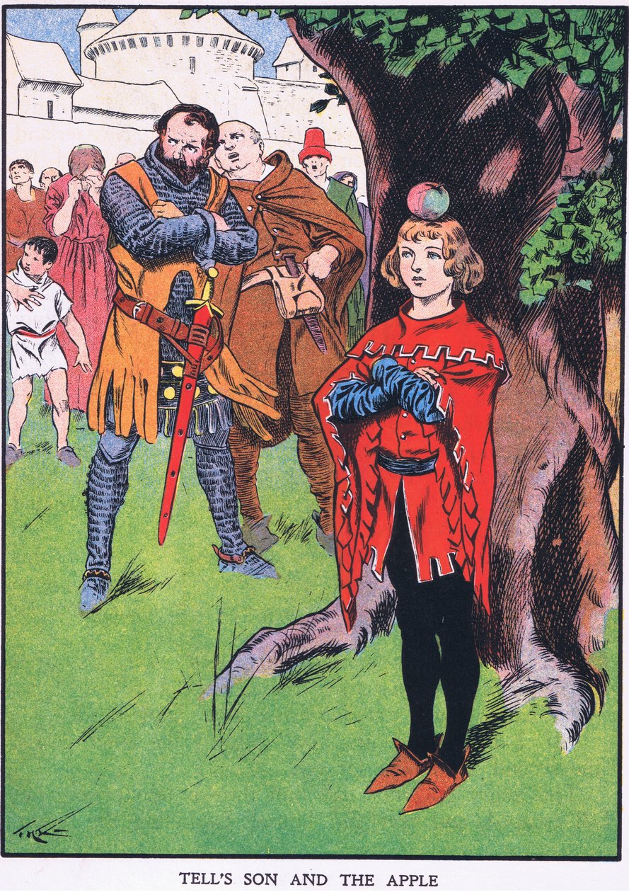 Tell Vilmos fia és az alma (színes litográfia) alkotó: Thomas Heath Robinson