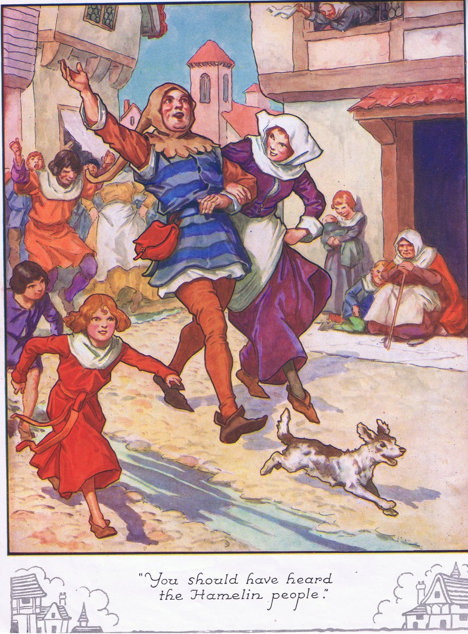 "Hallanod kellett volna a hamelini embereket" (színes litográfia) alkotó: Thomas Heath Robinson