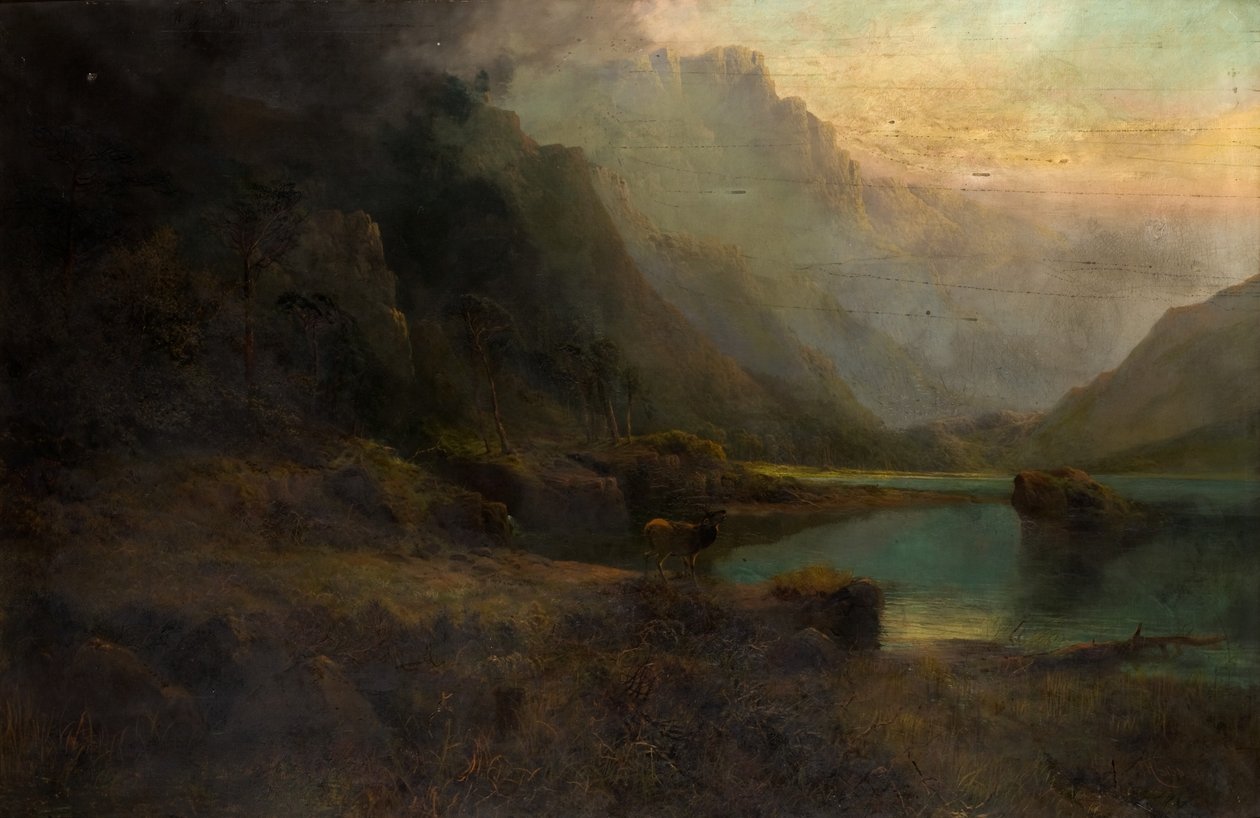 Highland Loch szarvassal alkotó: Thomas Henry Gibb