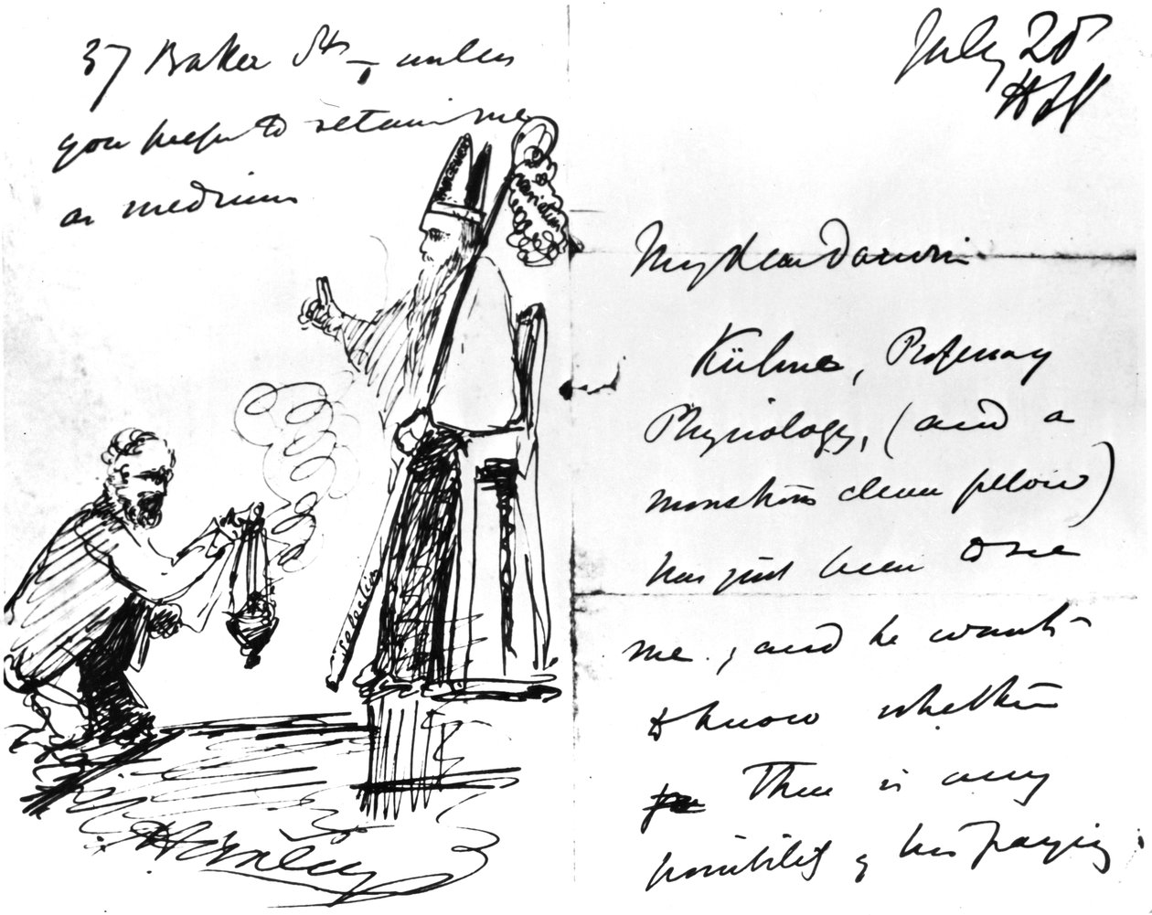 Thomas Henry Huxley levele Charles Darwinnak, Darwin mint püspök vagy szent vázlatával, 1868. július 20-án alkotó: Thomas Henry Huxley