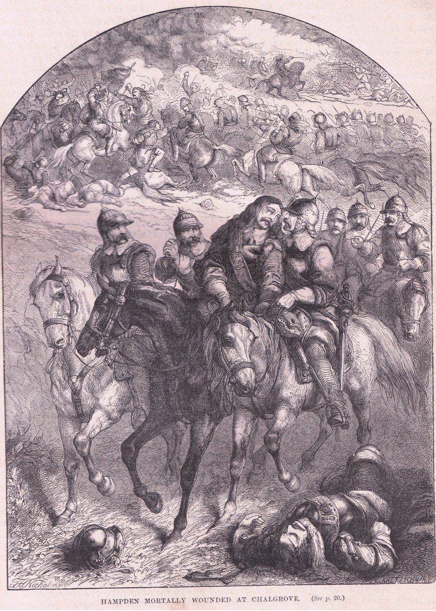 Hampden halálosan megsebesült Chalgrove-ban i.sz. 1643-ban alkotó: Thomas Henry Nicholson