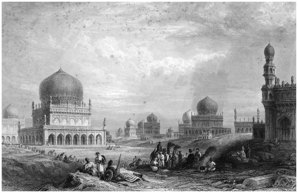 Golconda királyainak sírjai, Andhra Pradesh, India, 1844. alkotó: Thomas Higham