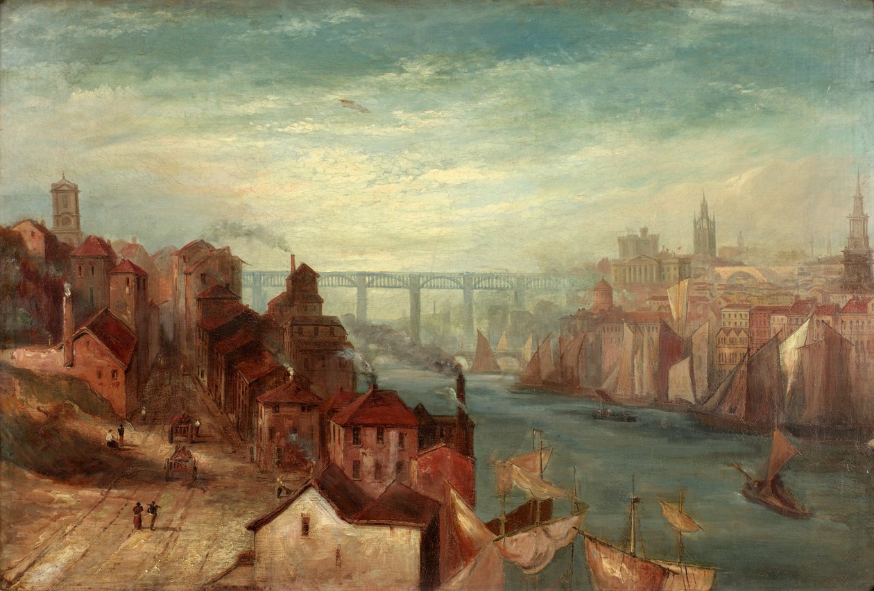 Newcastle upon Tyne Gateshead felől, 1880 körül alkotó: Thomas Hodgson Liddell