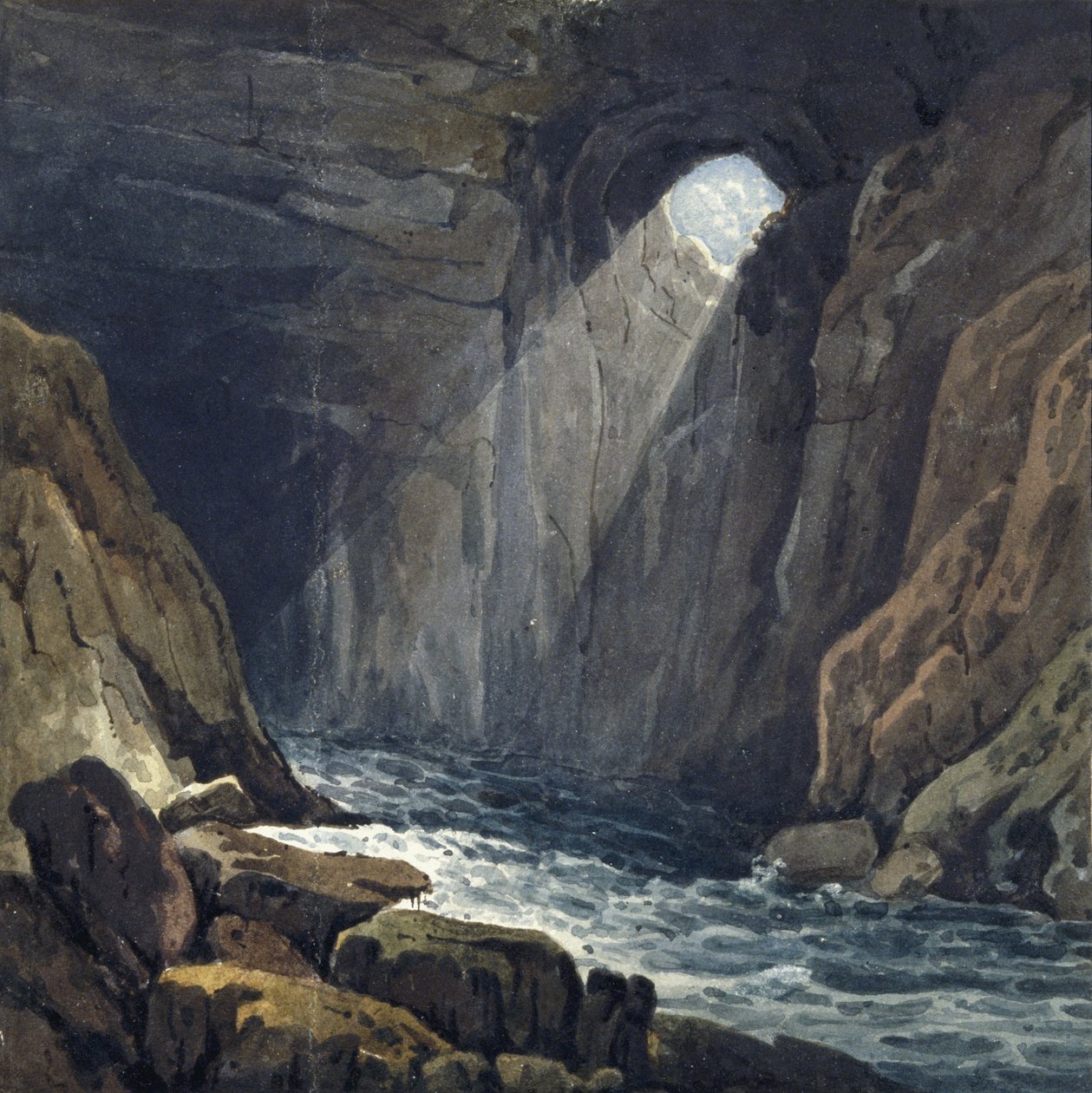A barlang belseje Porth yr Ogofban alkotó: Thomas Hornor