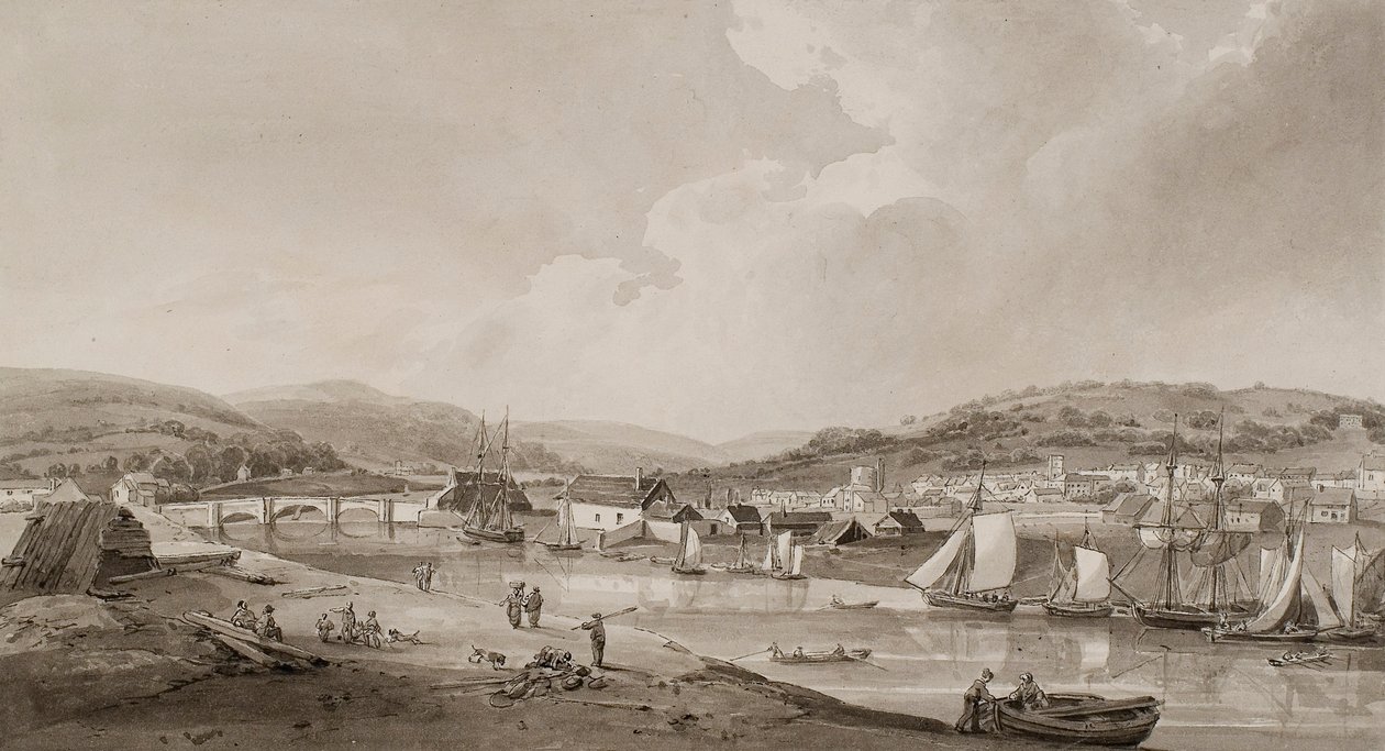 Neath, a folyó déli oldaláról (akvarell és ceruza, papír) alkotó: Thomas Hornor