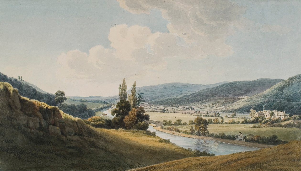 Neath völgye, Melincourt a jobb oldalon (akvarell és ceruza papíron) alkotó: Thomas Hornor