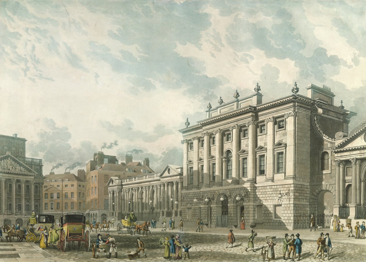 A Bank of England, vésette Daniel Havell (1785-1826), pub. 1816, Ackermann „Művészetek Tára” (akvatinta) alkotó: Thomas Hosmer Shepherd