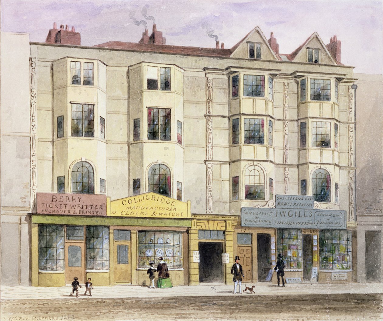Egy régi ház, a Half Moon Tavern, az Aldersgate Street nyugati oldalán, 1852 alkotó: Thomas Hosmer Shepherd