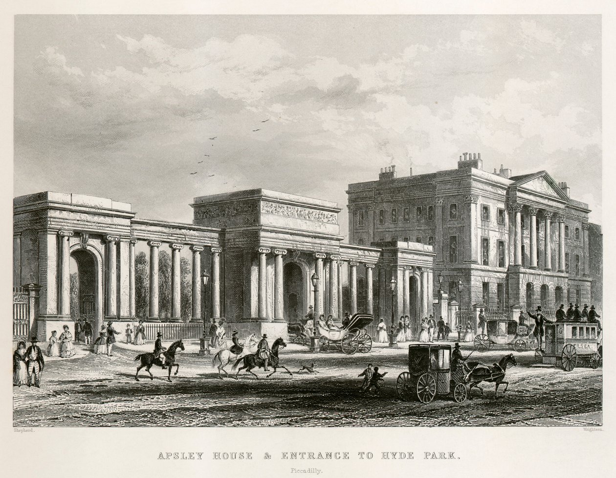 Apsley-ház, Hyde Park Corner, London, 1850 alkotó: Thomas Hosmer Shepherd