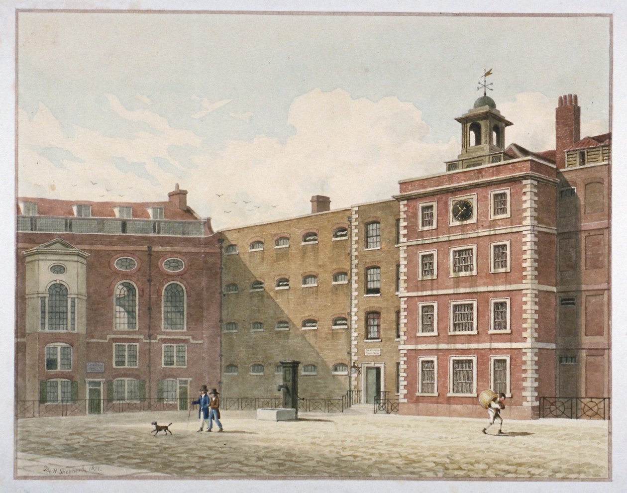 Bridewell, London City, 1821 alkotó: Thomas Hosmer Shepherd