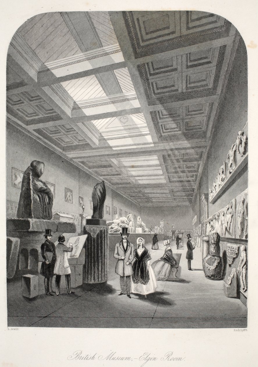 British Museum, Elgin Room, a „London Interiors with their Costumes and Ceremonies” pubból. Joseph Mead, London, 1843 körül (acélmetszet) alkotó: Thomas Hosmer Shepherd