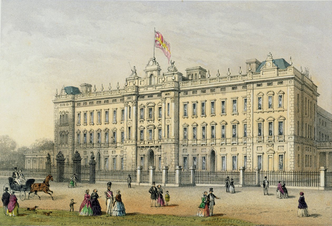 Buckingham-palota, Bachelier metszete, pub. 1854 alkotó: Thomas Hosmer Shepherd