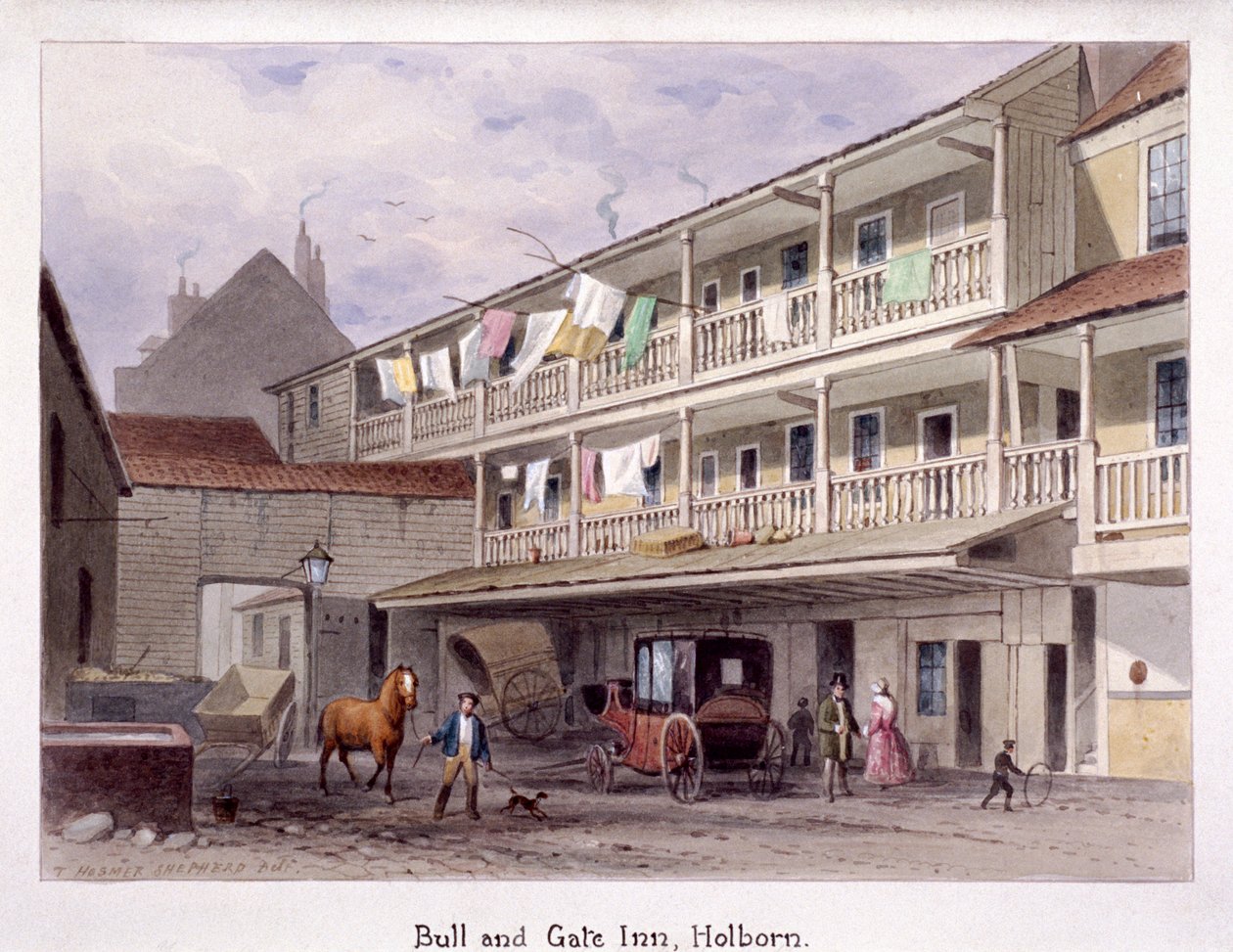 Bull and Gate Inn, Holborn, London, 1850 alkotó: Thomas Hosmer Shepherd