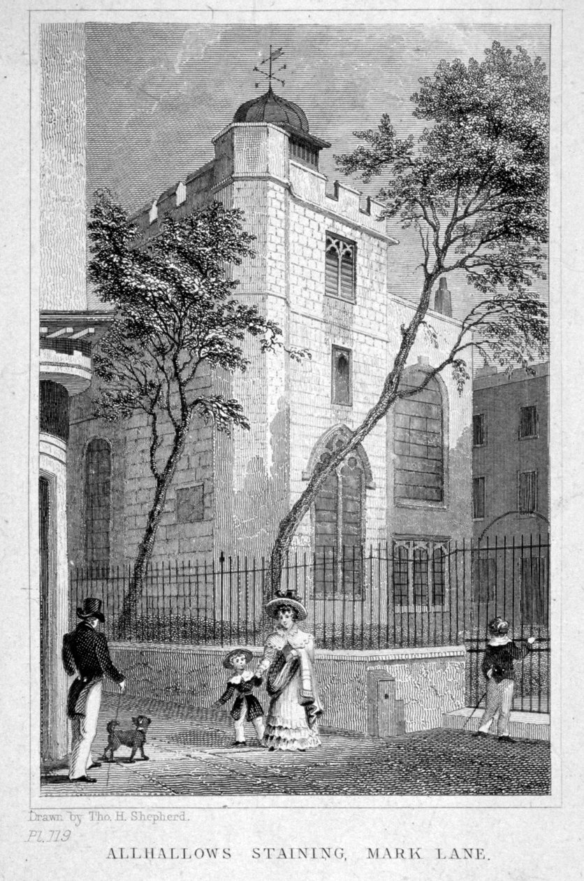Mindenszentek temploma, London, 1829 alkotó: Thomas Hosmer Shepherd
